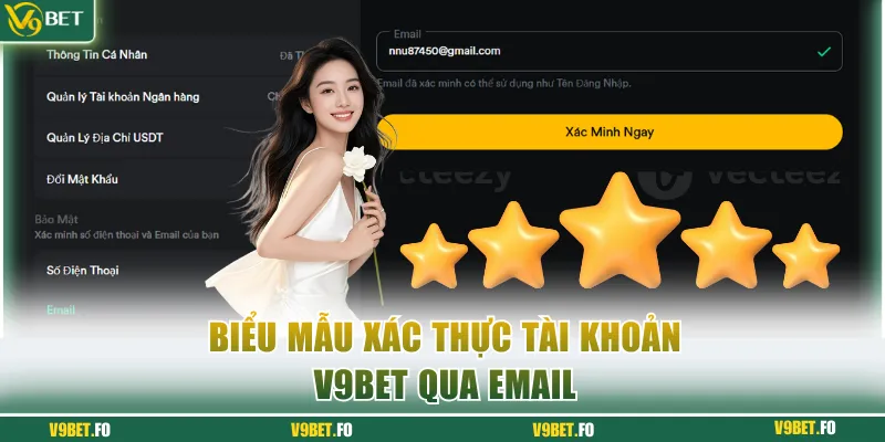 Biểu mẫu xác thực tài khoản V9bet qua email
