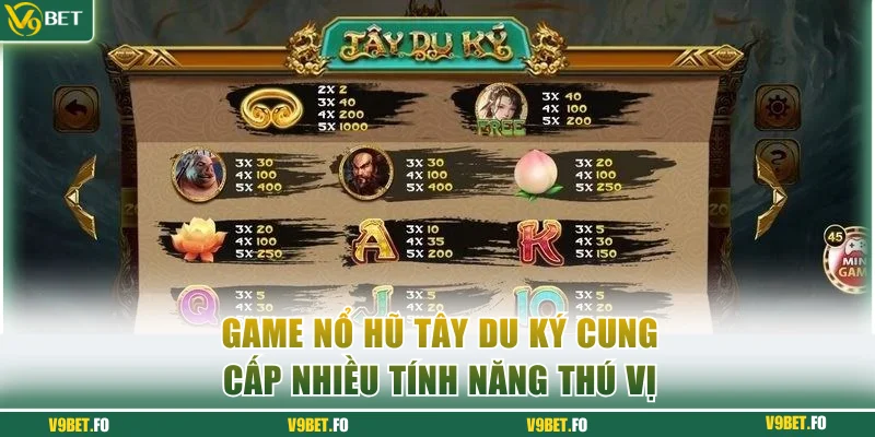 Game nổ hũ Tây Du Ký cung cấp nhiều tính năng thú vị