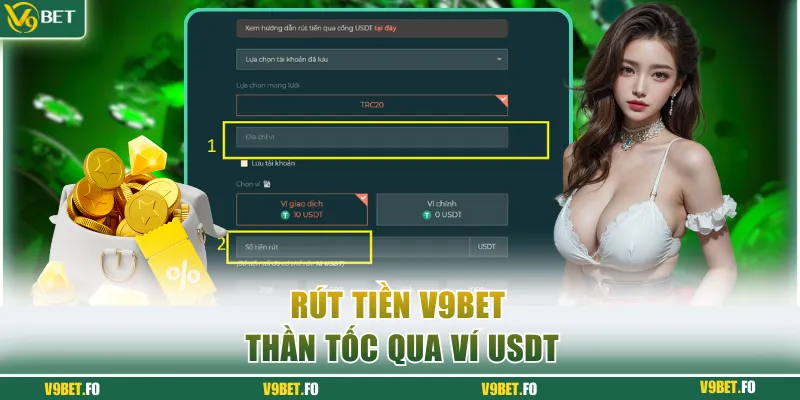 Rút tiền V9bet thần tốc qua ví USDT